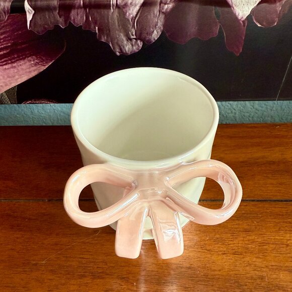 New Pink Bow 🎀 Iridescent Textured Ceramic Coffee Tea Mug Cup 12oz w/ Box - Picture 3 of 6